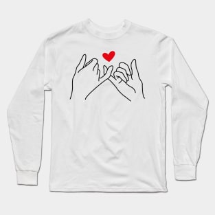 Continuous Line Drawing Pinkie Promise Long Sleeve T-Shirt